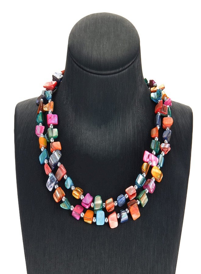 BULINLIN Boho Layered Shell Beaded Necklaces Handmade Colored Bead Choker Necklace Holiday Style Costume Jewelry for Women (Colorful) - Image 2